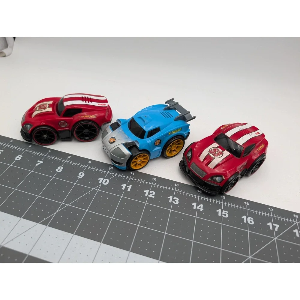Fisher Price Mattel Cars Red Blue Xtreme Racing Lot of 3 2008 NO Charger‎